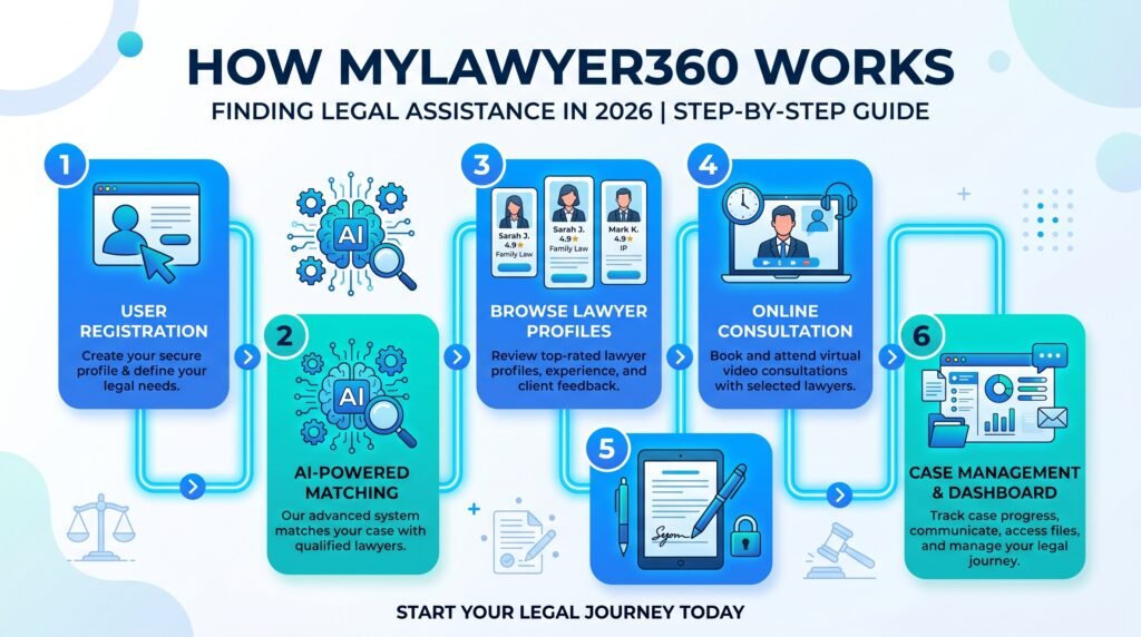 MyLawyer360 Review 2026: Is MyLawyer360 Legit? professional step by step illustration showing how 202606102139